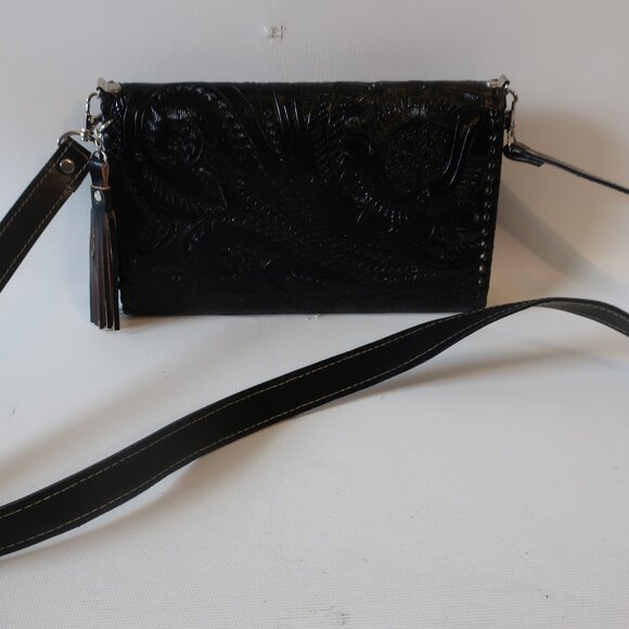 Womens Shag Boutique Black Leather Print Envelope Shoulder Bag - Picture 4 of 7